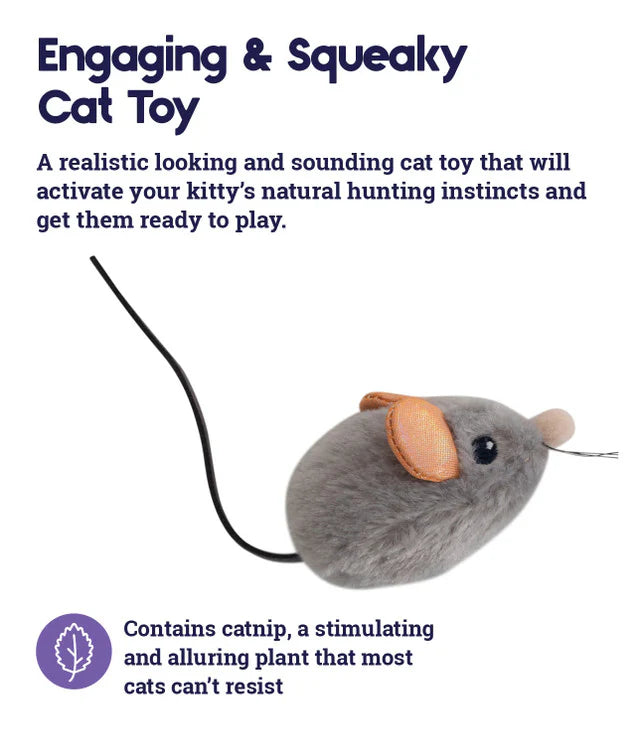 Catstages Squeak Squeak Mouse Grey Cat Toy