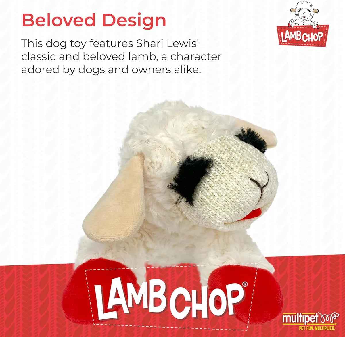 Multipet Lamb Chop Plush Dog Toy 10"